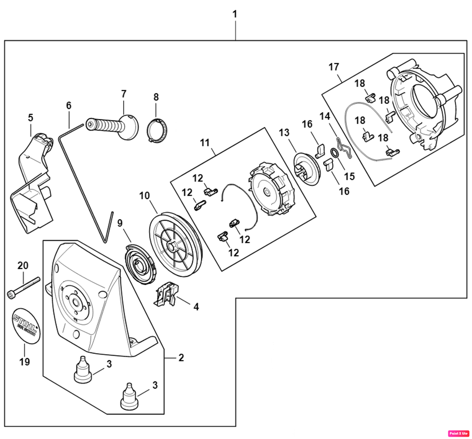 STIHL OEM Starter Assembly 42831904023 (42831904021) for BR800C-E