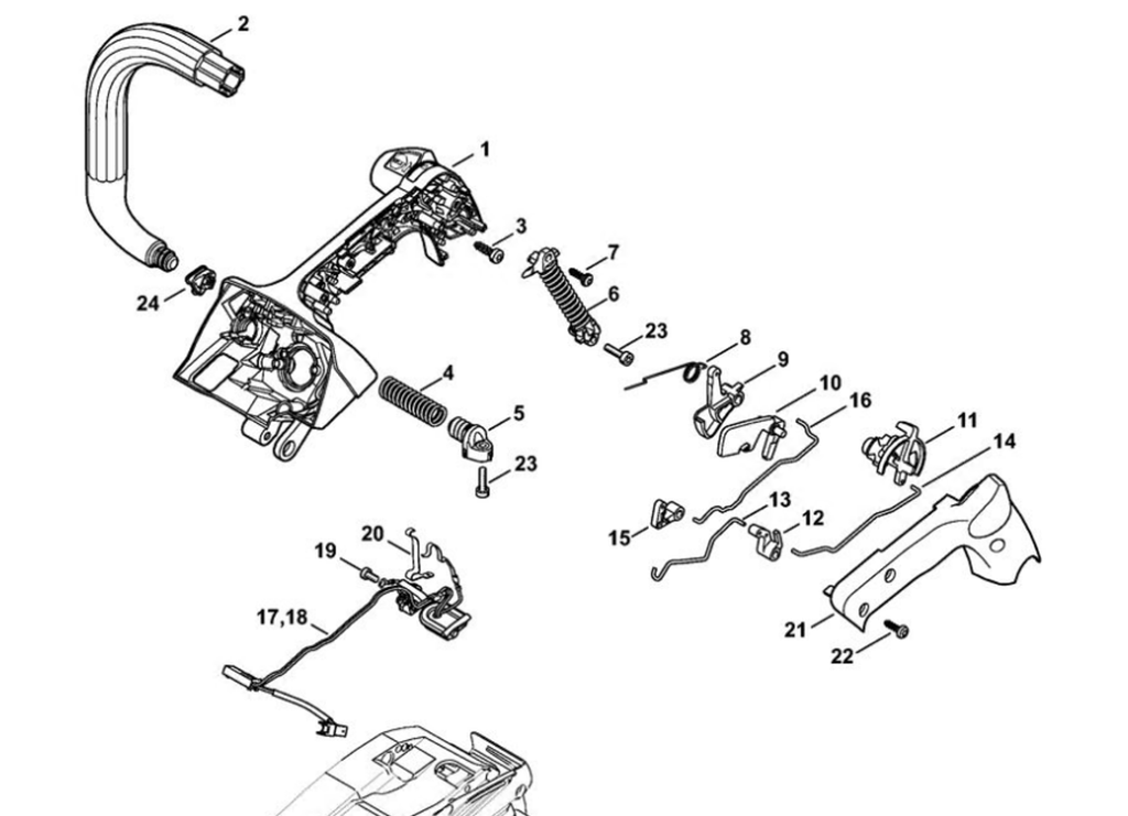 STIHL OEM Handle Housing Assembly 11457901008 for MS201TC-M (M-Tronic)