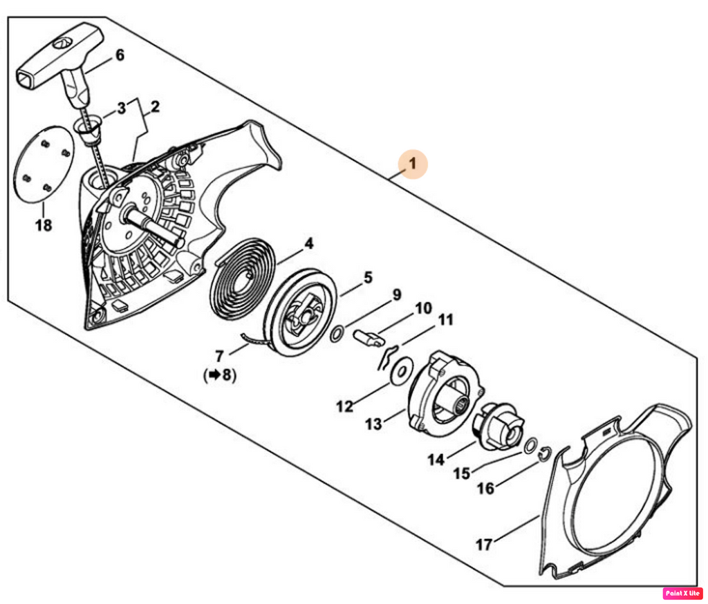 STIHL OEM Starter Assembly 11390802103 for MS171 C-BE MS181 C-BE MS211 C-BE