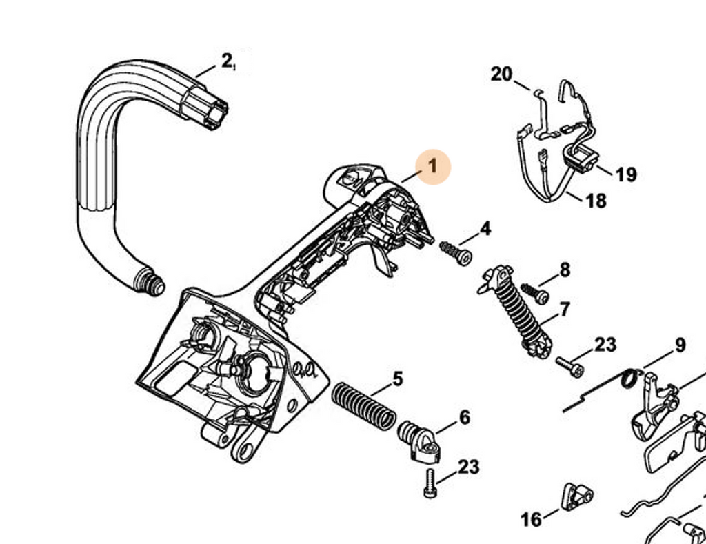 STIHL OEM Handle Housing 1145 790 1014 for MS201T MS201TC-E (not M-Tronic)