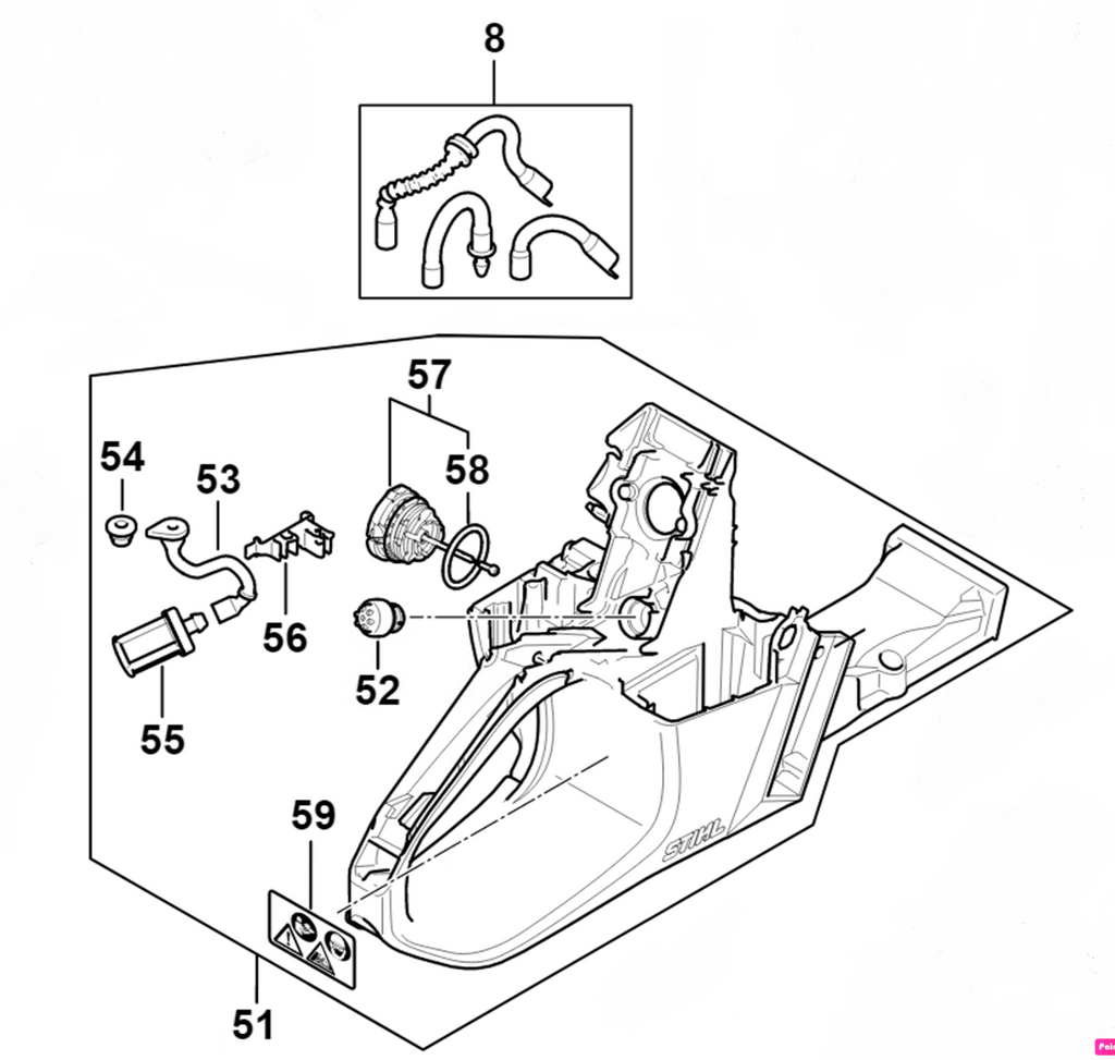 STIHL OEM Tank Housing Assembly 11473500801 (11473500802) for MS500i MS500i-W